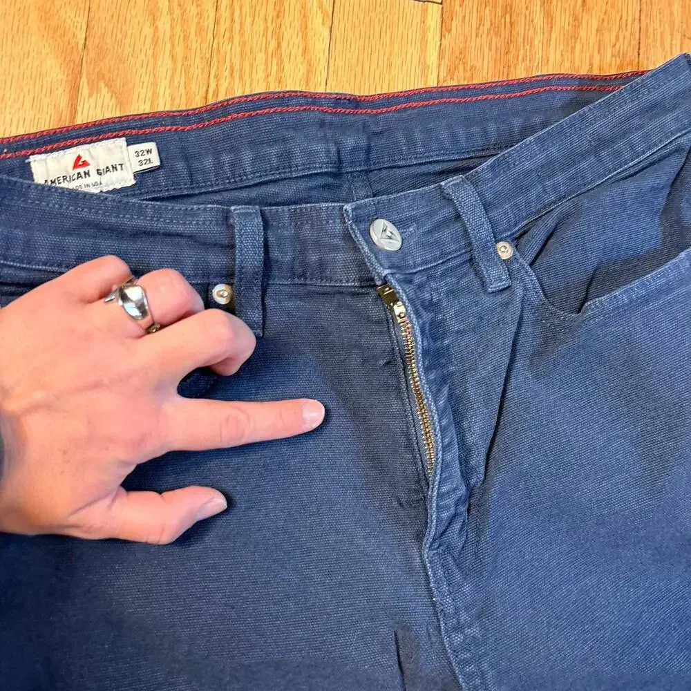 American Giant Roughneck Canvas Pants Navy Blue 32x32 (Fits 31x30) Straight USA